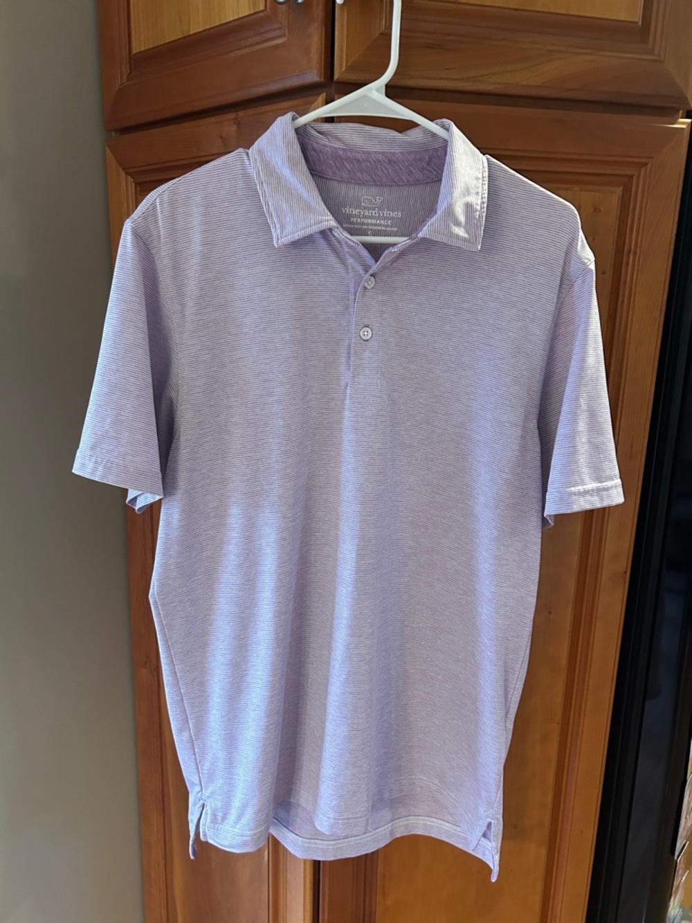 Vineyard Vines Men's Light Lavender/white striped Performance Polo, size small